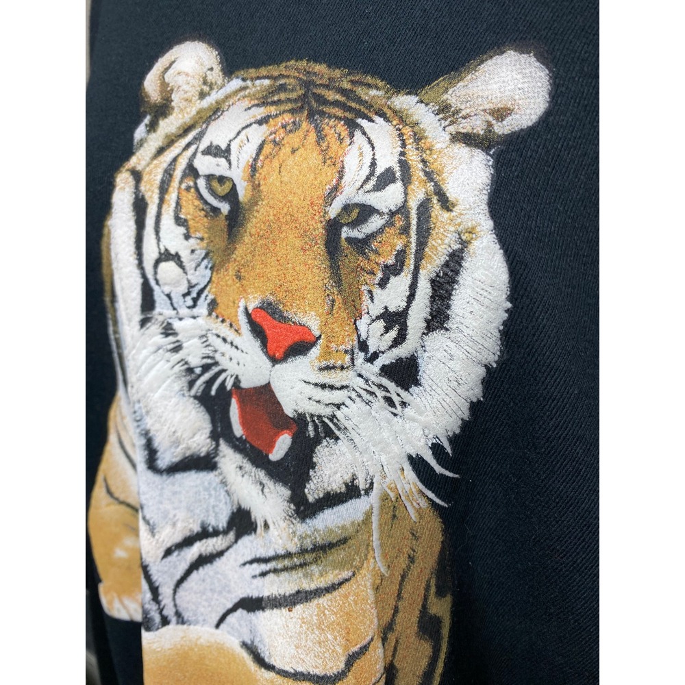 Fruit of the Loom Best Tiger Graphic Sweatshirt Black XL Vintage Style Crewneck - Picture 2 of 5